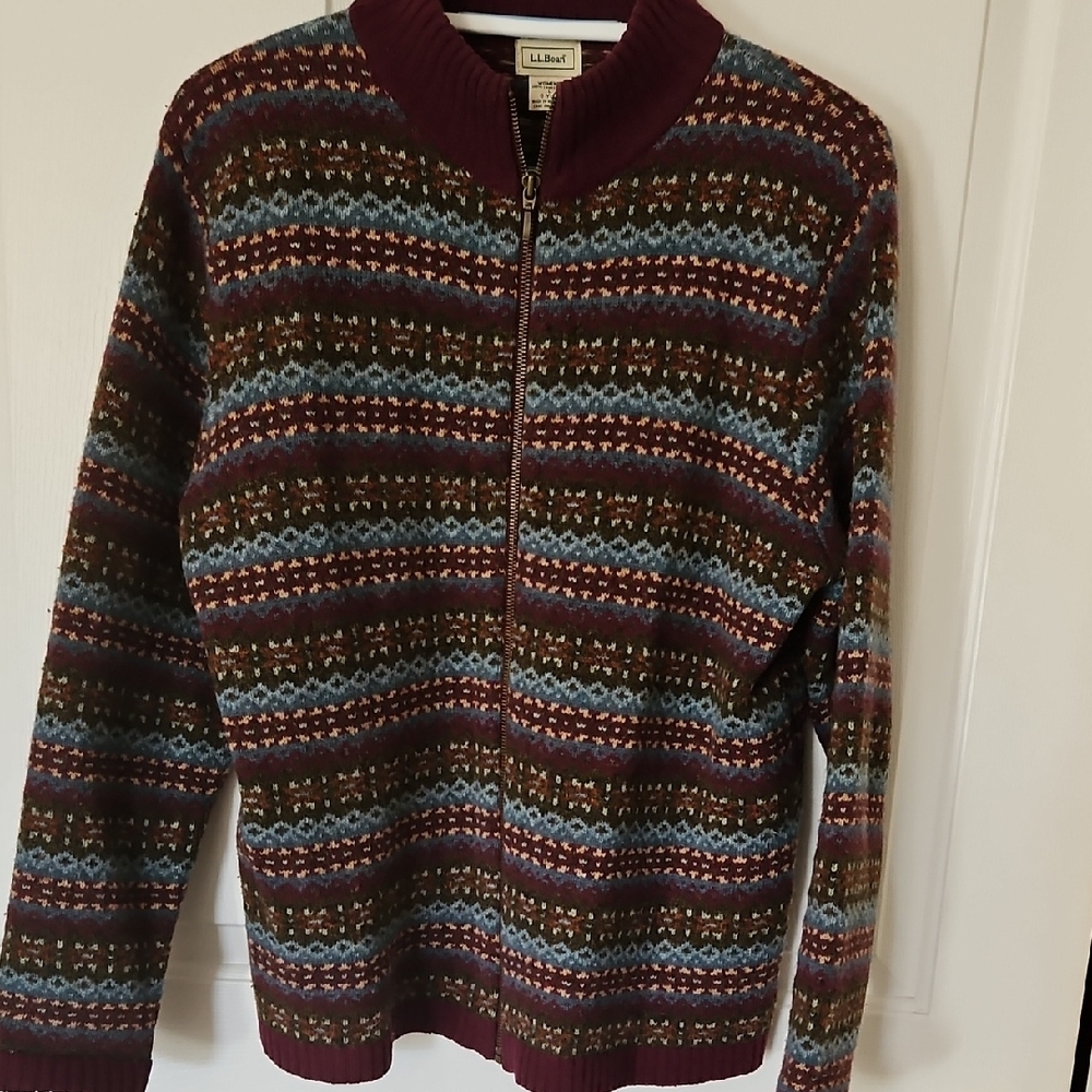 L.L. BEAN Multi Color Wool Zip Sweater